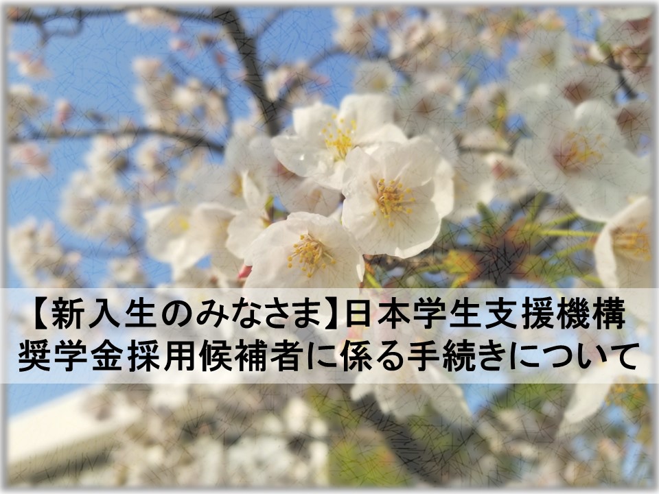 【新入生のみなさま】日本学生支援機構奨学金採用候補者に係る手続きについて新入生のみなさま